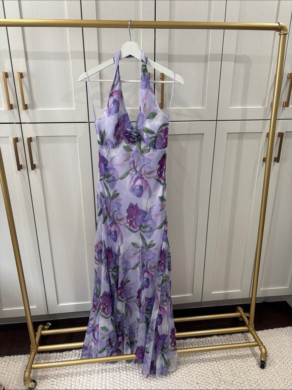 Astr Floral Lavender and Purple Halter Maxi Dress